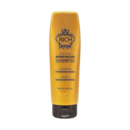 RICH Pure Luxury Intense Moisture Shampoo with Hydrolyzed Keratin and Wheat Protein for All Hair Types - Smoothing & Hydrating - Prevents Breakage, Heat Damage & Frizz, 8.45 Fl oz