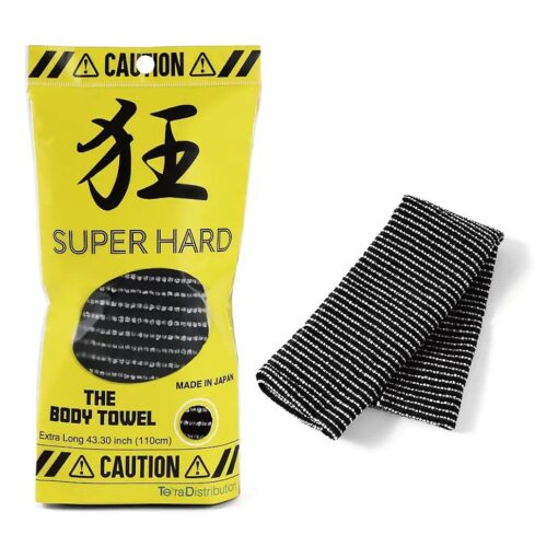 Exfoliating Washcloth [ Made in Japan ] Extra Long Exfoliating Towel Special Texture Makes Fluffy Foam Lather, Back Scrubber, Dead Skin Cell Remover, Loofah for Women and Men ( Black )