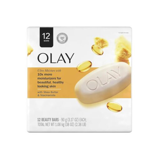 Olay Moisture Outlast Ultra Moisture Shea Butter Beauty Bar with Vitamin B3 Complex, 3.17 oz, ( Pack of 12 )