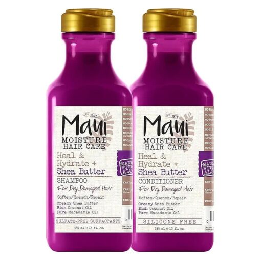 Maui Moisture Heal & Hydrate + Shea Butter Shampoo to Repair & Deeply Moisturize Tight Curly Hair with Heal & Hydrate + Shea Butter Conditioner to Repair & Deeply Moisturize Tight Curly Hair