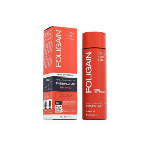 Foligain Triple Action Shampoo For Thinning Hair, Men 's Volumizing Shampoo, with 2 % Trioxidil 8 Fl, Oz .