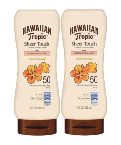 Hawaiian Tropic Sheer Touch Ultra Radiance Lotion Sunscreen SPF 50, 8oz Twin Pack | Hawaiian Tropic Sunscreen SPF 50, Sunblock, Oxybenzone Free Sunscreen, Body Sunscreen Pack, 8oz each