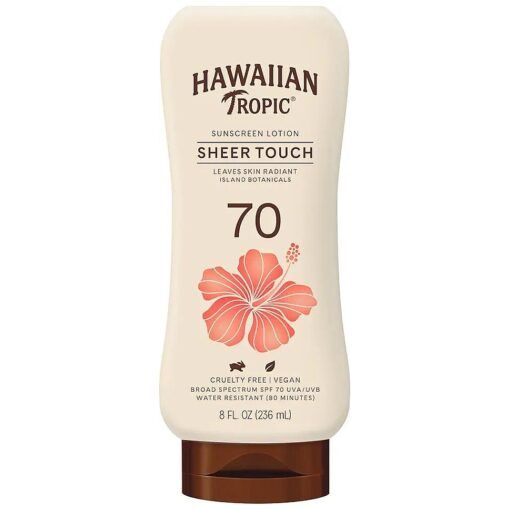 Hawaiian Tropic Sheer Touch Ultra Radiance Lotion Sunscreen SPF 70, 8oz | Hawaiian Tropic Sunscreen SPF 70, Sunblock, Broad Spectrum Sunscreen, Oxybenzone Free Sunscreen, Body Sunscreen, 8oz