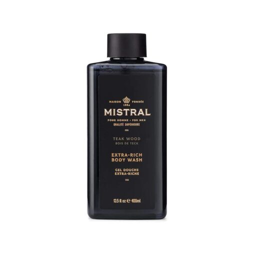 Mistral Extra Rich 2-in-1 Body and Hair Wash, Teak Wood, 13.5 fl oz