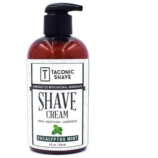 Taconic Shave, Natural Shaving Cream - Eucalyptus & Mint - Ultra-Rich High Lather Formula - Natural Shave Cream for Men & Women in 8 oz, Pump Bottle - Scented Shaving Cream