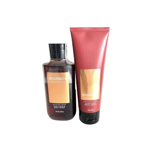 Bath and Body Works Men 's Collection Ultra Shea Body Cream & 2 in 1 Hair and Body Wash BOURBON .