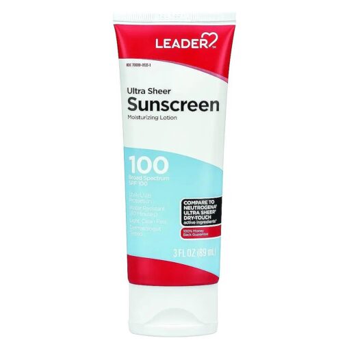 Travel Sunscreen SPF 100+, Ultra Sheer Dry-Touch Water Resistant and Non-Greasy Lotion with Broad Spectrum SPF 100+, 3 Fl Oz