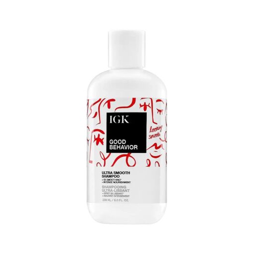 IGK GOOD BEHAVIOR Ultra Smooth Shampoo | Frizz Control + Hydrates + Shine | Vegan + Cruelty Free | 8 Oz