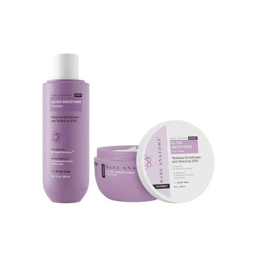 Bare Anatomy Ultra Smoothing Shampoo and Hair Mask Kit | Carbohydrate Complex & Niacinamide | Dry & Frizzy Hair | Paraben & Sulphate Free | Women & Men | 250ml + 250g