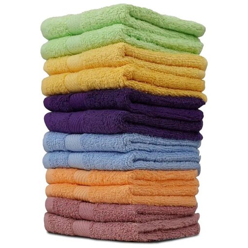 CH 100 % Cotton Face Washcloths Set - Ultra Soft Towels for Bathroom and Home, High Durability and Absorbency, Convenient and Stylish Wash Cloths - Bright Multi-Color ( 12 Pack, Lime Assorted )