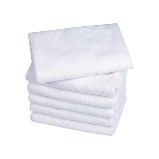 Microfiber Facial Cloths for Face, Eye, Lips Fast Drying Reusable Washcloth Ultra Soft Face Towels Makeup Remover Cloths 12inch x 12inch 6 Pack White