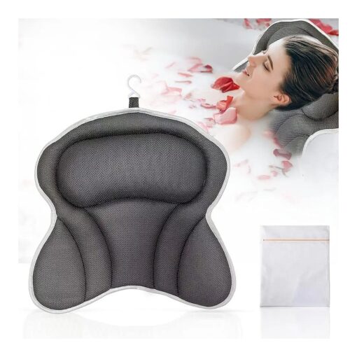 Bath Pillow - Ergonomic Bath Pillows for Tub Neck and Back Support, Bathtub Pillow with Powerful Suction Cups, Quick Dry & Ultra Soft 4D Mesh Tub Pillow for Bath, Bath Cushion