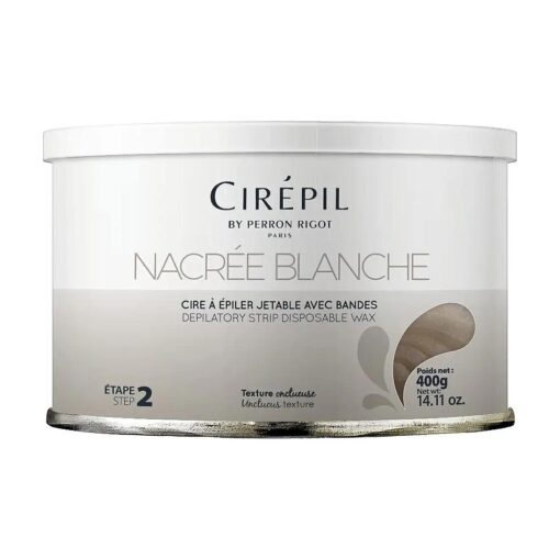 Cirepil - Nacree Blanche - 400g / 14.11 oz Wax Tin - Unscented - Onctuous Texture - Perfect for Large Areas - Very Efficient, Ultra-Thin Application, All Hair Types - Strips Needed