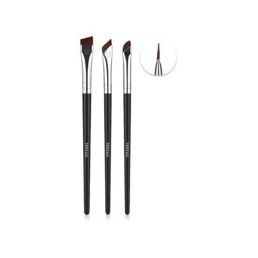 TEOYALL Angled Eyeliner Brushes Set, 3 PCS Ultra Thin Slanted Angled Eyebrow Brush Precision Defined Brushes ( 3 Angled Eyeliner Brushes )