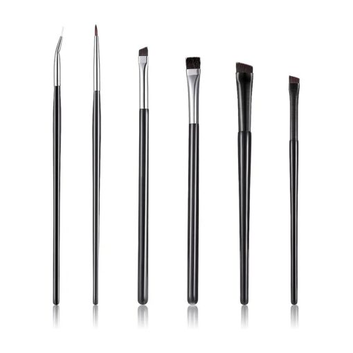 6 Pieces Eyeliner Brush Set, Ultra Thin Slanted Flat Angle Eyebrow Brush Fine Point Eyeliner Brushes Goth Makeup Brushes Eye Shadow Brushes for Women Girls Cosmetics