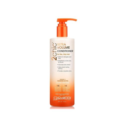 GIOVANNI 2chic Ultra-Volume Conditioner - Daily Volumizing Formula with Papaya & Tangerine Butter, Promotes Weightless Control for Thin Hair, No Parabens, Color Safe - 24 oz