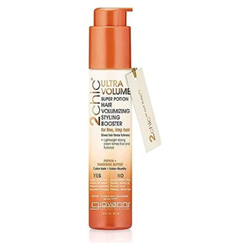 GIOVANNI 2chic Ultra-Volume Super Potion Hair Volumizing Styling Booster - Volumizing Formula with Papaya & Tangerine Butter, Weightless Control for Thin Hair, No Parabens, Color Safe - 1.8 oz