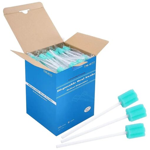 250 Count, ZIZNBA Disposable Mouth Swabs Sponge, Unflavored & Sterile Oral Swabs Dental Swabsticks for Mouth Cleaning