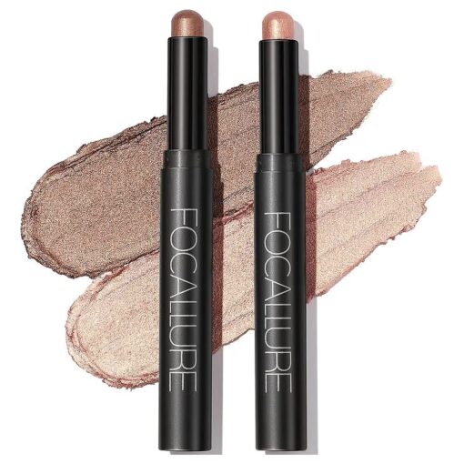 FOCALLURE 2 Pcs Cream Eyeshadow Stick, Brightener Eyeshadow Pencil Crayon, High Pigmented Eye Shadow Pen, Waterproof Long Lasting Eye Highlighter Stick, Straight-up Classy