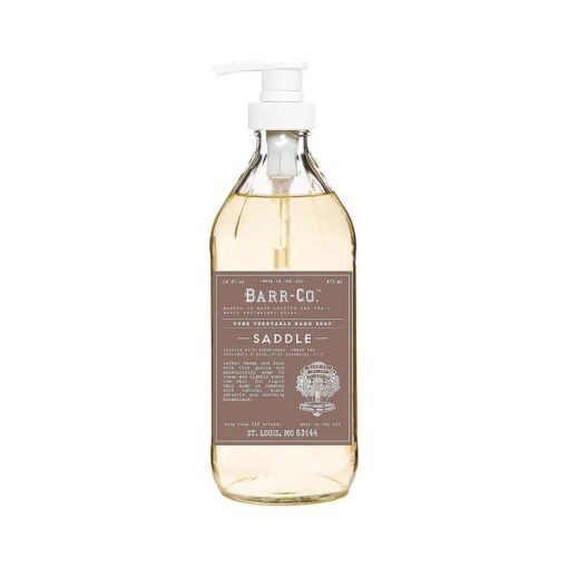 BARR-CO. Saddle Hand Soap, Amber Scent with Sandalwood & Musk, Natural Liquid Soap for Bathroom & Kitchen, Vegan Formula, 16 fl oz