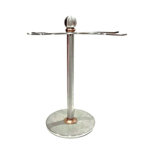 Luxury Razor and Brush Stand, The Admiral by VIKINGS BLADE, Ancient Viking Look with Heavy Distressed Stainless Steel & Brass, Extra Wide Openings, Fits Most Razors and Brushes