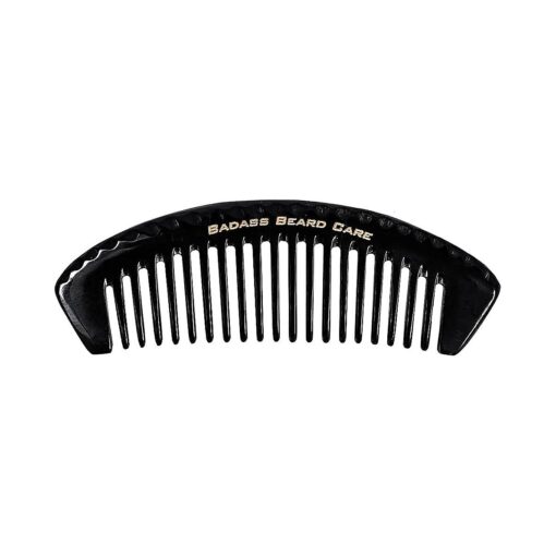 Badass Beard Care Black Series - Wide Tooth Ox Horn Comb - 100 % Ox Horn, Shaped Teeth, Hand Made, Sanded and Polished