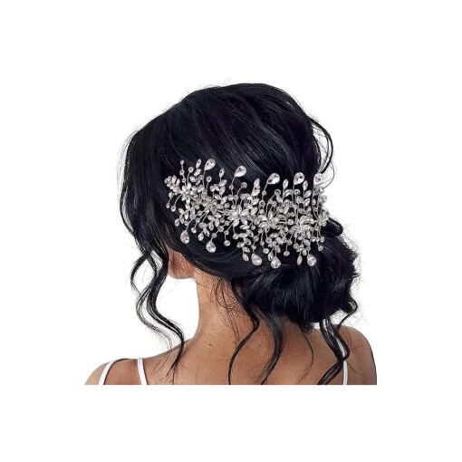 Wedding Headband Bridal Hair Pieces Silver Rhinestone Hair Side Comb Hair Accessories for Womens ( Left )