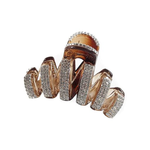 Women Lady Fashion Large Fancy Rhinestones Hair Clamp Hair Claw Clips Elegant Crystal Jaw Clips Hairpins ( Brown )