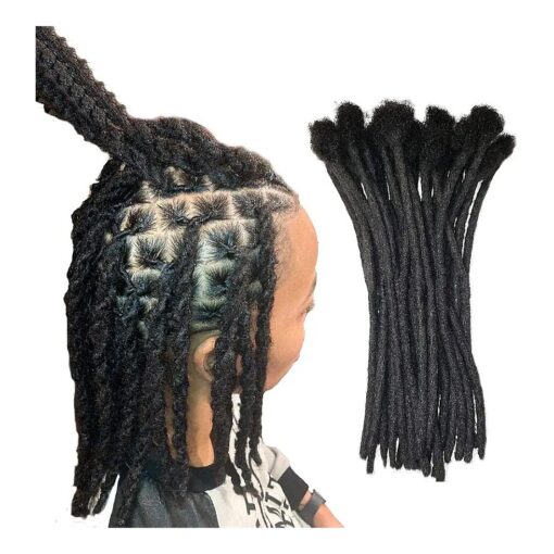 100 % Human Hair Dreadlocks Extension Handmade Locs Small Size ( diameter 0.4cm ) 8inch 30 Strands/pack Natural Black # 1B