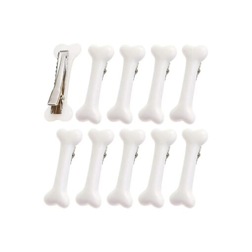 10PCS Dog Bone Hair Clips Decorative Side Band Clips Hairpins Alligator Barrettes Cosplay Costume Hair Accessories for Christmas Halloween 5Pairs White