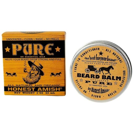 Honest Amish - PURE - Fragrance Free Beard Balm - All Natural - 2 Ounce