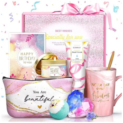 Birthday Gifts for Women Christmas - Happy Birthday Gifts for Women, Wife, Mom, Grandma, Friends Female - Unqiue Gift Box Basket Ideas 30th 40th 60th