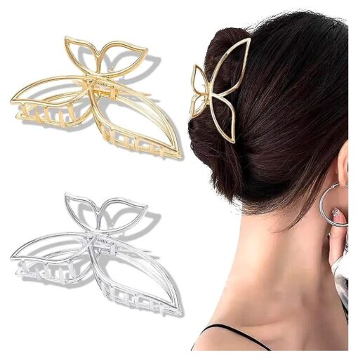 Ahoney Butterfly Claw Clips Metal Hair Clips 4.3" Gold Hair Clips for Women Non Slip Cute Hair Claw Clips Fashion Hair Shark Accessories ( Butterfly )