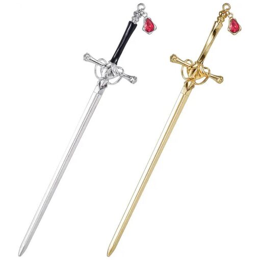 OIIKI Sword Hair Sticks 2pcs, Metal Sword Hair Pins Stick for Buns, Chinese Hair Chopstick for Women Girls Hair Thick Gold Silver Color Hair Accessories