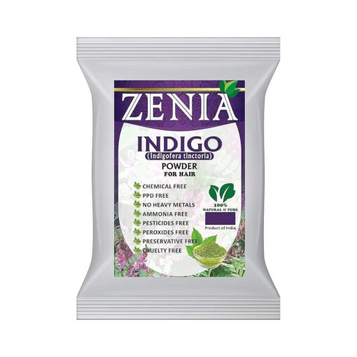 Zenia Indigo Powder Hair & Beard Dye Color | 200 Grams ( 7 ounce ) | 100 % Natural Hair Dye | Color Hair to Black Naturally | 100 % Pure | No Preservatives