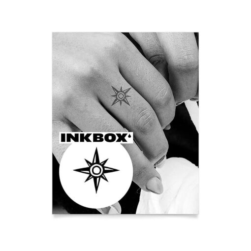 Inkbox Temporary Tattoos, Semi-Permanent Tattoo, One Premium Easy Long Lasting, Water-Resistant Temp Tattoo with For Now Ink - Lasts 1-2 Weeks, Kompass, 1 x 1 in