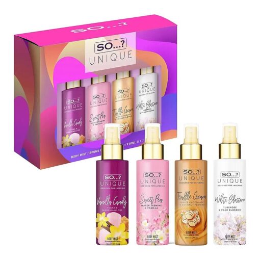 So ... ? Unique Body Mist Set - 6-Hour Wear Perfumes for Women - Gifts for Women - Body Spray for Women - Vegan, Cruelty-Free - 650-1000 Sprays - 4 pcs