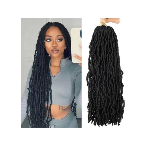 24 Inch Soft Locs Crochet Hair Pre Looped 6 Packs Faux Locs Crochet Braids Goddess Locs Dreadlocs Hair For Black Women ( 1B, 24 Inch ( Pack of 6 ) )