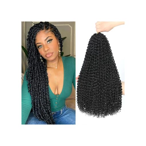 Dansama Passion Twist Hair Water Wave Crochet Hair for Black Women, Long Bohemian Braiding Hair for Boho Locs, Faux Locs, Butterfly Style Crochet Braids Hair Extensions ( 18inch, 1B, Economy Pack )