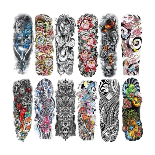 Aresvns Full Arm Temporary Tattoos for Men and Women ( L19" xW7" ), Temporary Tattoo Waterproof Sleeve Tattoo Last Long, Japanese Fake tattoos for adults Christmas Gift