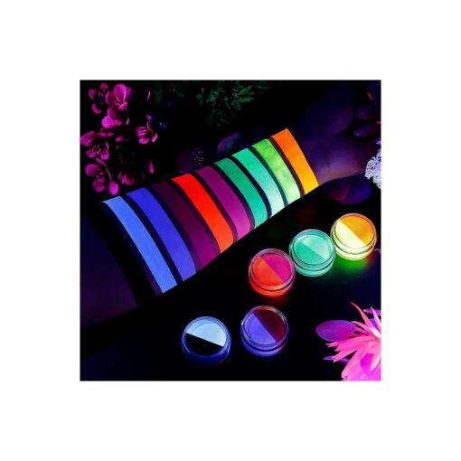 ecofavor Water Activated Eyeliner, UV Glow Neon Cake Paint, 10 Bright Color in 5 Cake Hydra Eye Liner, UV Glow Blacklight Luminous Body Face Makeup Paint, Costume Halloween and Club Makeup Art Paint ...