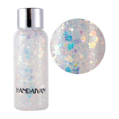 AKARY Body Glitter Gel Nail Hair Body Face Flash Eye Shadow Glitter Cream Chunky Glitter Mermaid Scale Sequins Christmas Festival Painting New Year Decoration Makeup ( White )