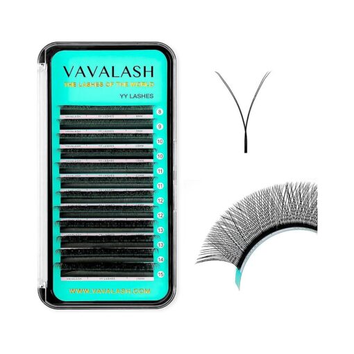 VAVALASH Y Lash Extensions D Curl 0.07mm 8-15mm Mix Tray Easy Premade Volume 4D Fans Eyelash Extension YY Type Natural Volume Lashes Extension Soft Matte Black Lashes ( YY-0.07-D-8-15mm )