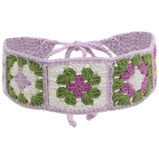 ZLYC Women Floral Headband Handmade Crochet Knit Vintage Hair Bands ( Floral Purple )