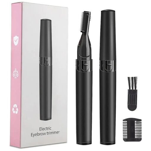 Unisex Eyebrow Trimmer for Women - Battery Operated, Small Electric Razor for Facial Hair Removal, Upper Lip, Peach Fuzz, Mustache, Legs