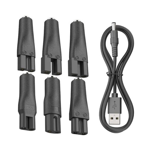 7 PCS Power Cord 5V Replacement Charger USB adapter Set Compatible with a Various Types of Electric Hair Clippers, Beard trimmers, Shavers, Beauty Instruments, Electric hairdressers, Desk Lamps, Purifiers