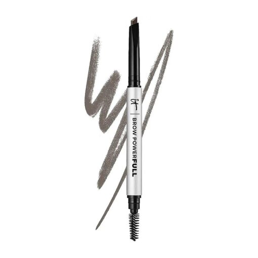 IT Cosmetics Brow PowerFULL, Universal Taupe - Universal Eyebrow Pencil with Triangular Tip - Delivers Bold Volume & Shaping - Budge-Proof Formula - Built-In Spoolie - 0.012 oz