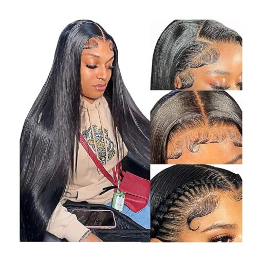 Straight Lace Front Wigs Human Hair 13x4 HD Transparent Lace Front Wigs Human Hair Pre Plucked with Baby Hair 180 % Density Human Hair Wigs for Black Women Glueless Lace Frontal Wigs Human Hair 22 Inch