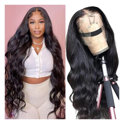 Body Wave Lace Front Wigs Human Hair 13x4 HD Lace Frontal Human Hair Wig Lace Glueless Wigs Pre Plucked with Baby Hair 180 Density 26 Inch Brazilian Virgin Human Hair Wigs for Women Natural Black