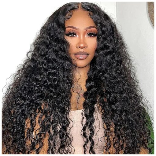 Wear And Go Glueless Wig 4x4 Deep Wave Lace Closure Wigs Human Hair Wigs For Black Women 150 % Density Glueless Wigs Human Hair Pre Cut Lace Front Wigs Human Hair Pre Plucked With Baby Hair ( 18 Inch )